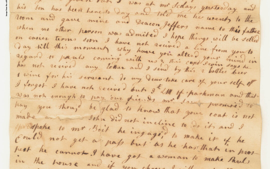 Letter from Rachel to Paul Revere, May 1775