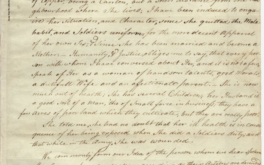 Letter from Paul Revere to William Eustis on Behalf of Deborah Sampson, 1804