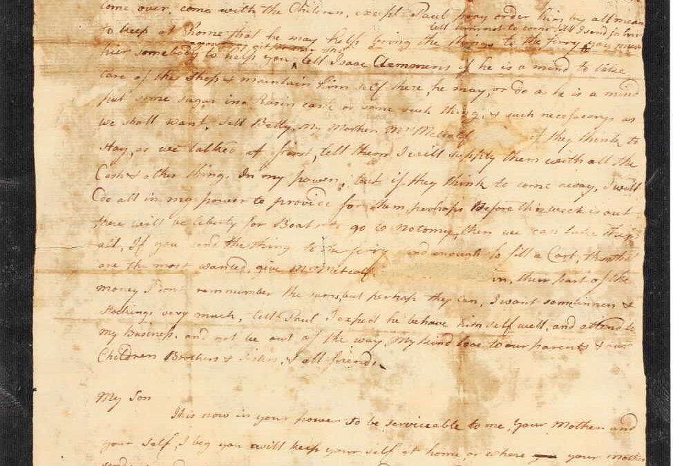 Letter from Paul to Rachel Revere, April 1775